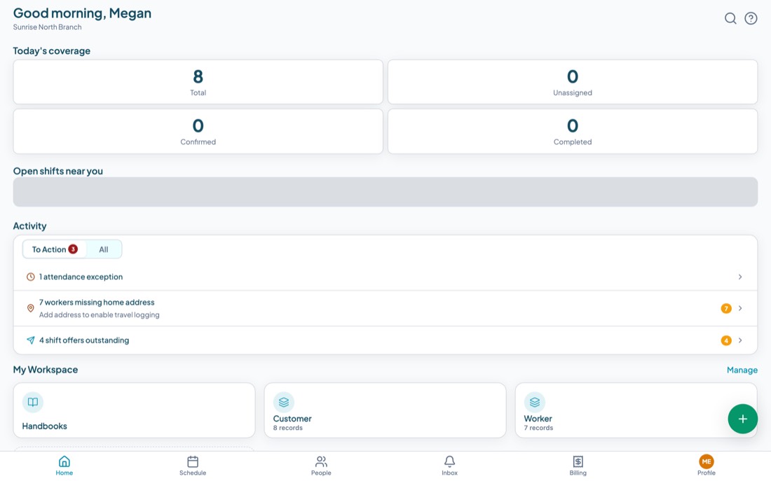 The Team screen listing every user with their role and an edit action.